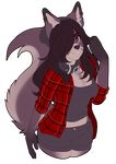  alpha_channel anthro breasts canine clothed clothing collar ear_piercing female looking_at_viewer mammal piercing rinukitty simple_background smile solo teeth three-quarter_portrait transparent_background wolf 