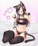  animal_ears black_hair blush breasts brown_eyes cat_cutout cat_ear_panties cat_ears cat_lingerie cleavage cleavage_cutout idolmaster idolmaster_cinderella_girls igarashi_harusame large_breasts long_hair looking_at_viewer meme_attire mukai_takumi panties side-tie_panties solo underwear underwear_only 