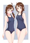  absurdres azusa_(sukumizuya) brown_eyes brown_hair highres long_hair multiple_girls nisekoi one-piece_swimsuit onodera_haru onodera_kosaki school_swimsuit short_hair siblings sisters swimsuit 