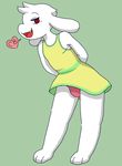  &lt;3 asriel_dreemurr boss_monster bulge caprine clothing crossdressing dress goat long_ears male mammal simple_background undertale underwear video_games 