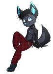  alpha_channel anthro canine clothed clothing collar looking_at_viewer male mammal open_shirt pixelannex simple_background smile solo spiked_collar transparent_background wolf 