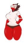  animu averyshadydolphin big_breasts breasts calamity clothed clothing dragon female fingers fur invalid_tag looking_at_viewer nose_holes panties red_eyes red_skin reptile_snout scalie sleepwear snout solo text thick_thighs underwear white_markings white_skin 
