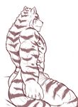  abs bulge butt clothing feline looking_at_viewer male mammal monochrome muscular pecs simple_background solo tiger underwear white_background xsrwe12 