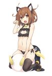  :o animal_ears bell bell_choker black_bra black_legwear black_panties bra breasts brown_eyes brown_hair cat_cutout cat_ear_panties cat_ears cat_lingerie choker cleavage cleavage_cutout fake_animal_ears fang full_body goekawa hairband ikazuchi_(kantai_collection) jingle_bell kantai_collection meme_attire navel panties paw_pose revision shoes short_hair side-tie_panties simple_background small_breasts smile solo straddling string_panties stuffed_animal stuffed_penguin stuffed_toy thighhighs underwear underwear_only v-shaped_eyebrows white_background 