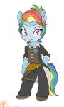  2016 alasou anthro anthrofied borderlands borderlands_2 chibi clothing cosplay equine female friendship_is_magic hair handsome_jack hi_res horse mammal multicolored_hair my_little_pony patreon pink_eyes pony rainbow_dash_(mlp) rainbow_hair simple_background solo white_background 