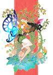  blonde_hair bow_(weapon) braid butterfly_wings crossbow fairy flower hair_flower hair_ornament highres hino_tomoyuki long_hair mercedes odin_sphere official_art pointy_ears puffy_sleeves red_eyes solo twin_braids weapon wings 