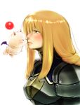  agrias_oaks armor blonde_hair braid ebimomo final_fantasy final_fantasy_tactics kiss long_hair moogle single_braid 