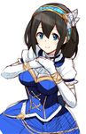  black_hair blue_eyes blush bright_memories elbow_gloves gloves hairband idolmaster idolmaster_cinderella_girls keikesu long_hair sagisawa_fumika sketch smile solo white_gloves 