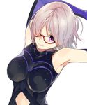  bare_shoulders elbow_gloves fate/grand_order fate_(series) glasses gloves hair_over_one_eye lowres mash_kyrielight purple_eyes sasamori_tomoe short_hair silver_hair solo 