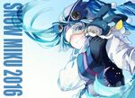  2016 :3 animal animal_ears animal_on_shoulder black_gloves blue_eyes bunny bunny_ears bunny_on_shoulder bunny_tail character_name commentary gloves goggles hatsune_miku highres long_hair long_sleeves looking_at_viewer open_mouth scarf shuzi smile snowflakes tail teeth twintails upper_body very_long_hair vocaloid yellow_scarf yuki_miku yukine_(vocaloid) 