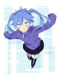  blue_eyes blue_hair digital_dissolve ene_(kagerou_project) kagerou_project sekina skirt sleeves_past_wrists smile solo twintails 