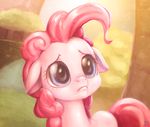  2015 abstract_background big_eyes blue_eyes equine female feral friendship_is_magic fur hair hi_res horse mammal mrs1989 my_little_pony pink_fur pink_hair pinkie_pie_(mlp) pony sad solo 