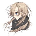  artist_name bad_id bad_pixiv_id black_coat blue_eyes blush brown_hair cigarette close-up earrings eyelashes face from_side fur_trim highres jewelry long_hair misteor mouth_hold original profile simple_background smoking solo white_background 