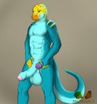  2015 5_fingers abs anthro athletic balls biceps big_balls big_penis blue_scales collared_lizard comparison digital_media_(artwork) erection front_view green_eyes grin huge_balls humanoid_penis lizard male monroe_(monroethelizard) motaro motaro_(artist) muscular muscular_male nude pecs penis pose reptile scales scalie shampoo simple_background smile solo standing uncut yellow_scales 