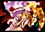  bad_id bad_pixiv_id blonde_hair finger_in_mouth flandre_scarlet hat incest mugi_(banban53) multiple_girls open_clothes open_shirt purple_hair red_eyes remilia_scarlet saliva shirt siblings sisters touhou wings yuri 