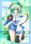  animal_ears bad_id bad_pixiv_id breasts cat_ears cat_paws cat_tail detached_sleeves green_eyes green_hair kemonomimi_mode kneeling kochiya_sanae large_breasts long_hair paws solo tail tomcho touhou 