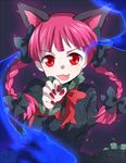  animal_ears braid cat_ears hands kaenbyou_rin machiko_(beard) red_eyes solo tongue touhou twin_braids 