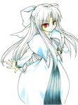  half_updo long_hair melty_blood non-web_source pointy_ears red_eyes ribbon silver_hair solo tsukihime white_hair white_len 