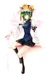  bad_id bad_pixiv_id blue_eyes crown green_hair grey_nails highres kneehighs nail_polish nr_(cmnrr) ribbon shiki_eiki short_hair skirt socks solo touhou 