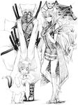  abubu boots chen gap glasses greyscale hat high_heels highres katana knife knife_licking licking long_hair monochrome multiple_girls multiple_tails shoes sword tail touhou umbrella weapon yakumo_ran yakumo_yukari 