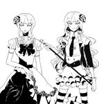  35 bad_id bad_pixiv_id beatrice dual_persona elbow_gloves gloves greyscale highres monochrome multiple_girls thighhighs umineko_no_naku_koro_ni zettai_ryouiki 