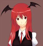  bat_wings head_wings hiroya_juuren koakuma long_hair red_eyes red_hair solo touhou wings 