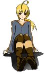  ahoge beryllium blonde_hair boots final_fantasy final_fantasy_tactics full_body long_hair male_focus otoko_no_ko ponytail ramza_beoulve solo white_background 