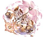  andira_(granblue_fantasy) ass barefoot blonde_hair cleavage_cutout cloud erune flower flying_nimbus granblue_fantasy hair_ornament headband minaba_hideo monkey monkey_tail official_art red_eyes short_hair solo staff tail transparent_background 
