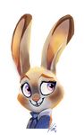  cute disney eyelashes female fur grey_fur jklement judy_hopps lagomorph long_ears mammal purple_eyes rabbit smile solo teeth zootopia 