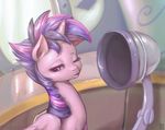  2015 alternate_hairstyle equine feathered_wings feathers female feral friendship_is_magic fur furniture hair hair_dryer hi_res horn inside looking_at_viewer mammal mrs1989 multicolored_hair my_little_pony purple_eyes purple_feathers purple_fur smile solo twilight_sparkle_(mlp) window winged_unicorn wings 