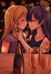  alcohol ayase_eli blurry bottle champagne champagne_bottle champagne_flute closed_eyes cup depth_of_field dress drinking_glass long_hair love_live! love_live!_school_idol_project multiple_girls sonoda_umi suito upper_body yuri 