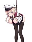  bad_id bad_pixiv_id bdsm blonde_hair blue_eyes bondage bound breasts breasts_outside cnm graf_zeppelin_(kantai_collection) hat highres kantai_collection large_breasts long_hair nipples pantyhose pantyhose_pull peaked_cap skirt solo twintails uniform 