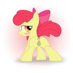  anus apple_bloom_(mlp) bakasan94 bedroom_eyes blush butt cub earth_pony equine female feral friendship_is_magic hair half-closed_eyes horse looking_back mammal my_little_pony orange_eyes pony pussy red_hair seductive simple_background smile solo spread_legs spreading standing young 