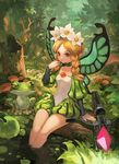  blonde_hair bow_(weapon) braid butterfly_wings crossbow fairy flower frog hair_flower hair_ornament ingway_(odin_sphere) lack long_hair mercedes odin_sphere pointy_ears puffy_sleeves red_eyes tongue tongue_out twin_braids weapon wings 