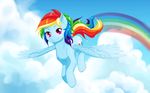  2016 cutie_mark dstears equine female flying friendship_is_magic looking_at_viewer mammal my_little_pony outside pegasus purple_eyes rainbow_dash_(mlp) sky solo sparkles wings 