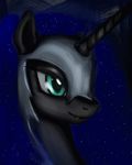  2015 abstract_background animated black_fur blue_hair equine equum_amici female feral friendship_is_magic fur green_eyes hair helmet horn mammal mindlesshead my_little_pony nightmare_moon_(mlp) portrait solo winged_unicorn wings 