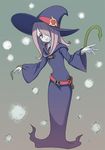  abe_kanari brown_hair dress grin hair_over_one_eye hat little_witch_academia long_hair pale_skin sharp_teeth smile solo sucy_manbavaran teeth witch witch_hat 