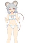  :d adapted_costume animal_band_panties animal_cutout animal_ears bra eyebrows eyebrows_visible_through_hair grey_hair ishikkoro looking_at_viewer mouse_cutout mouse_ear_panties mouse_ears mouse_lingerie mouse_tail nazrin open_mouth panties red_eyes simple_background smile solo tail touhou underwear underwear_only 