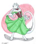  anthro clothed clothing corset dragon dress female horn ink invalid_color invalid_tag koshkio lisha red_eyes scales scalie simple_background solo standing 