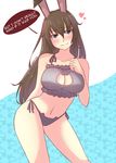  absurdres animal_ears blush breasts brown_hair bunny_ears cat_lingerie english heart highres large_breasts long_hair meme_attire nas_(z666ful) navel panties rwby side-tie_panties solo underwear velvet_scarlatina 