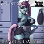  2016 anthro anthrofied blue_eyes breasts cleavage clothed clothing coloratura_(mlp) drawers duster earth_pony equine eyeshadow female friendship_is_magic hair half-closed_eyes holding_object horse inside kevinsano legwear looking_at_viewer maid_uniform makeup mammal multicolored_hair my_little_pony open_mouth panties pony solo stockings text two_tone_hair underwear uniform 