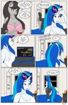  anthro anthrofied big_breasts blue_hair bra breasts cleavage clothed clothing comic dekomaru dialogue duo earth_pony english_text equine eyewear female friendship_is_magic fur glasses grey_fur grey_hair hair horse mammal my_little_pony octavia_(mlp) pony shirt tank_top text thehotroom underwear vinyl_scratch_(mlp) white_fur 