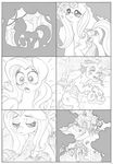  2016 brainsister changeling comic door duo equine eyes_closed feathered_wings feathers female feral fluttershy_(mlp) friendship_is_magic hair half-closed_eyes horn long_hair lying mammal my_little_pony on_side open_mouth outside pegasus smile sweat vesairus wings 