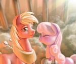  2014 big_macintosh_(mlp) blonde_hair blush bush cheerilee_(mlp) doll duo earth_pony equine eyes_closed female forest friendship_is_magic fur green_eyes hair hi_res horse male mammal mrs1989 multicolored_hair my_little_pony outside pink_hair pony purple_fur red_fur smartypants_(mlp) smile tree two_tone_hair 