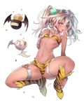  animal_print beans breasts cosplay dark_skin guilty_gear guilty_gear_xrd horns looking_at_viewer lum lum_(cosplay) mamemaki navel oni orange_eyes oro_(sumakaita) parted_lips ramlethal_valentine setsubun simple_background small_breasts solo thigh_strap tiger_print twintails urusei_yatsura white_background white_hair 
