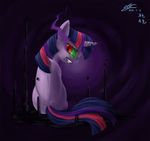  2013 black_background equine female feral friendship_is_magic fur glowing glowing_eyes hair hi_res horn insane mammal mrs1989 multicolored_hair my_little_pony purple_fur red_eyes simple_background solo twilight_sparkle_(mlp) unicorn 