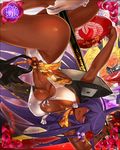  breasts character_request dark_skin game_cg holding jpeg_artifacts large_breasts long_hair multiple_girls official_art open_mouth purple_hair sayagata sengoku_bushouki_muramasa solo_focus swimsuit white_swimsuit 