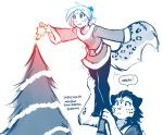  2018 adira_(twokinds) anthro balancing belt christmas christmas_decoration christmas_tree clothed clothing cub daughter decorating dialogue digitigrade duo english_text feline female fluffy fluffy_tail fur holding_object holidays keidran legwear leopard maeve_(twokinds) mammal monochrome mother mother_and_daughter parent simple_background sketch snow_leopard spots spotted_fur star stockings text tom_fischbach tongue tongue_out tree twokinds webcomic white_background young 