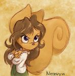  2010 anthro blue_eyes breasts brown_hair cleavage clothed clothing crossed_arms female fur hair hannah_the_usul neopets nezuya solo tongue tongue_out usul 