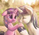  2014 crying equine eyes_closed female feral friendship_is_magic fur grass hair horn kissing landscape male mammal mountain mrs1989 multicolored_hair my_little_pony nature outside purple_eyes purple_fur shining_armor_(mlp) sky tears twilight_sparkle_(mlp) two_tone_hair unicorn white_fur wounded young 